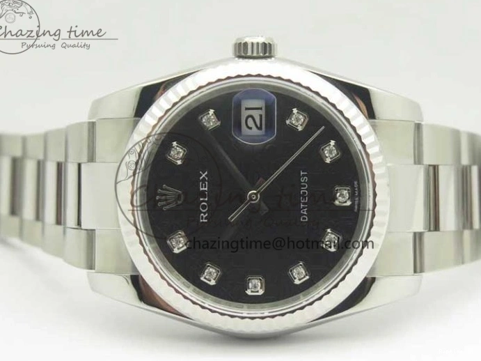 0104 Breathable DateJust 36 SS 116200 Fluted Bezel DJF Best Edition Black Com Diam Dial on SS 904L Oyster Bracelet A 3367